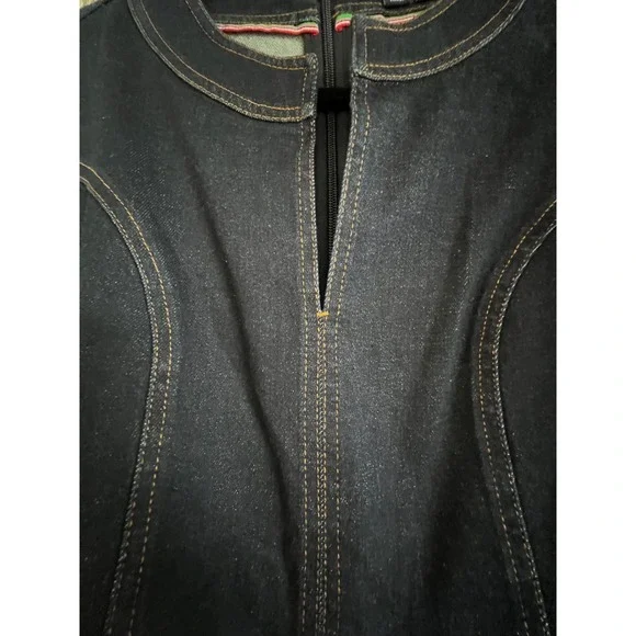 Boden Denim Dress Gold Stitching Pockets Belted Midi Vibrant Blue Wash Cotton - Picture 4 of 10